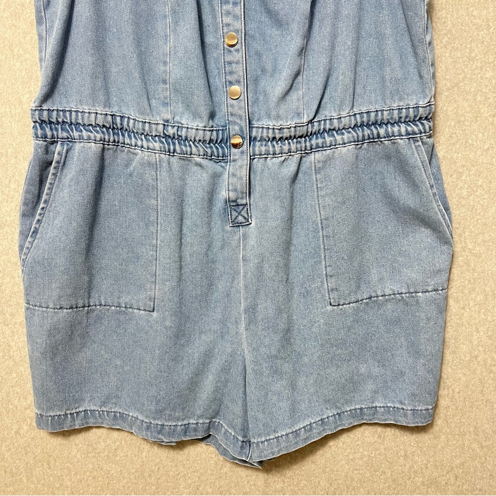 Eloquii Denim Shorts Romper Size 20 Elastic Waist Ruffles Summer Casual Everyday - Picture 4 of 9